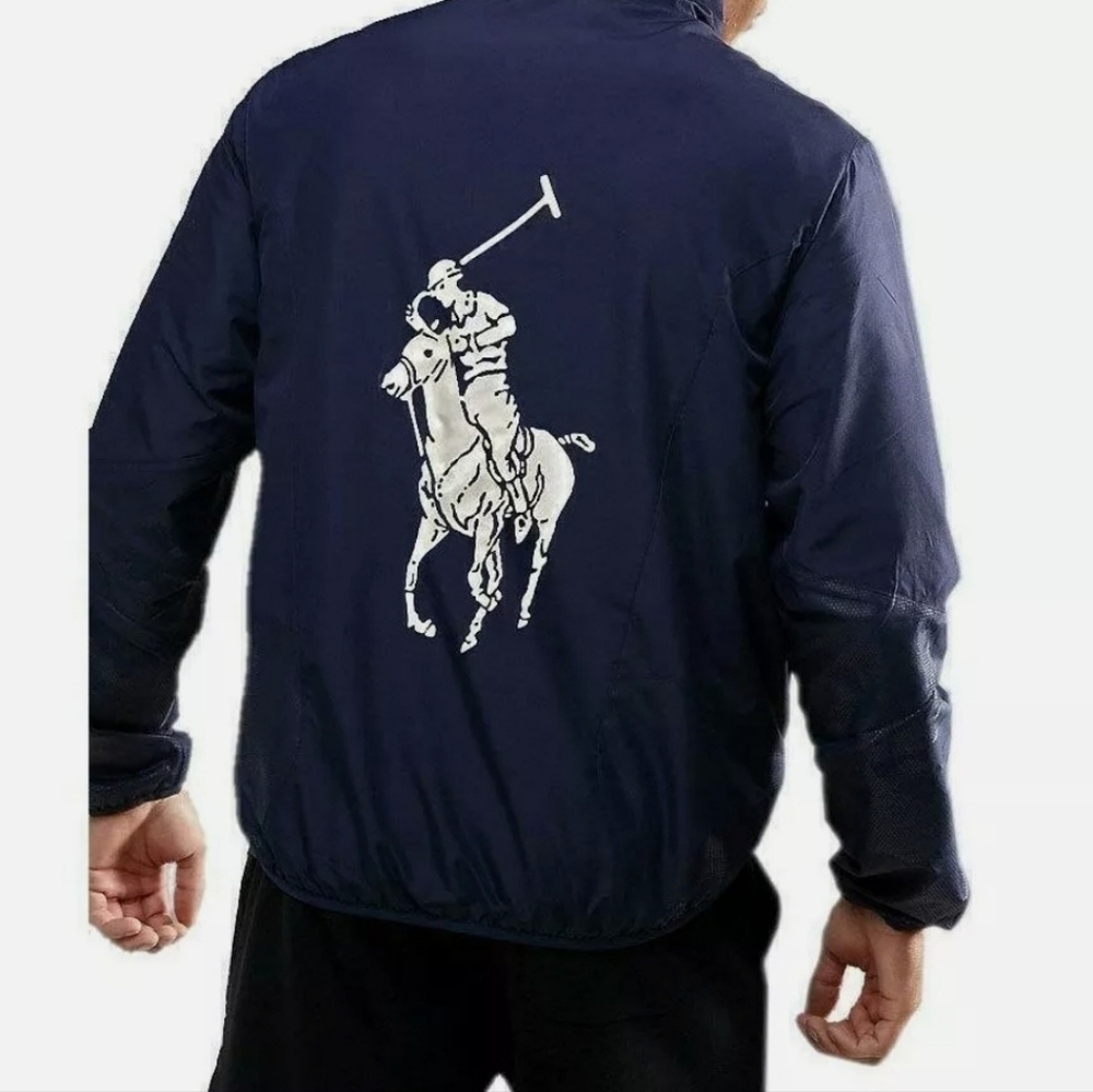 POLO RALPH LAUREN PERFORMANCE FULL ZIP WINDBREAKER JACKET BLACK MENS SIZE M